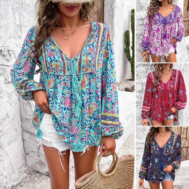 Bohemian blouse with paisley pattern