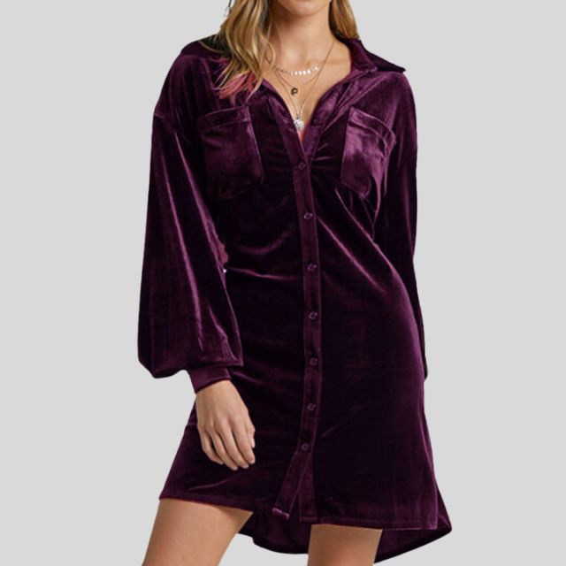 Velvet wrap dress with belted waistcoat