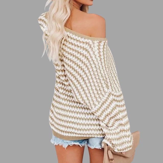 Knitted jumper with off-the-shoulder design