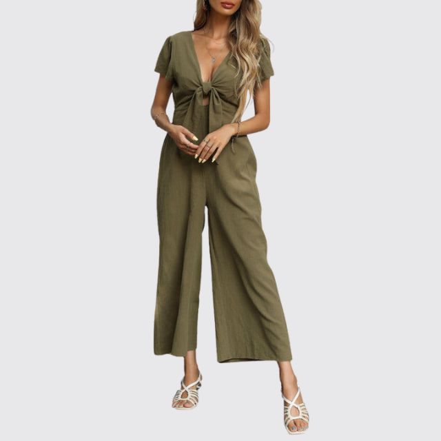 Casual jumpsuit with tie front