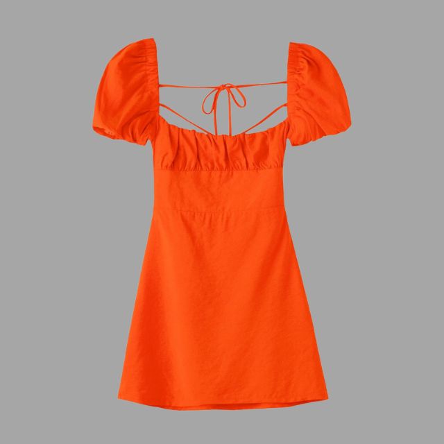 Dress with square neckline