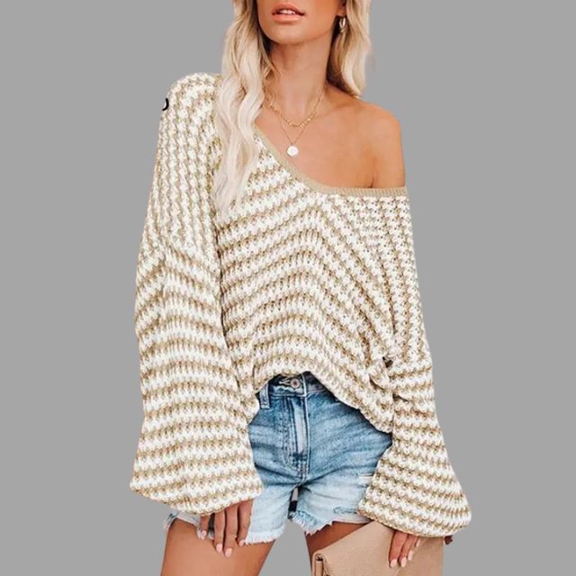 Knitted jumper with off-the-shoulder design