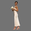 One-shoulder satin dress with draped detail