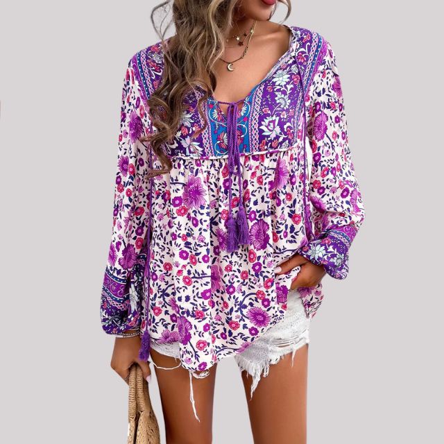 Bohemian blouse with paisley pattern