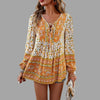 Bohemian paisley pattern tunic with lacing at the neckline