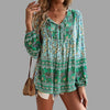 Bohemian paisley pattern tunic with lacing at the neckline