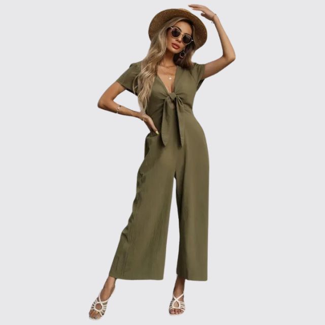 Casual jumpsuit with tie front