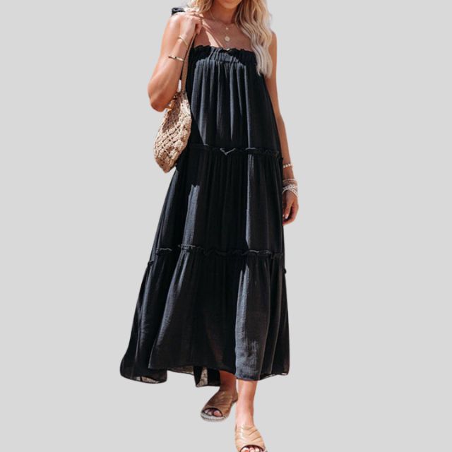 Tiered maxi dress with adjustable tie straps