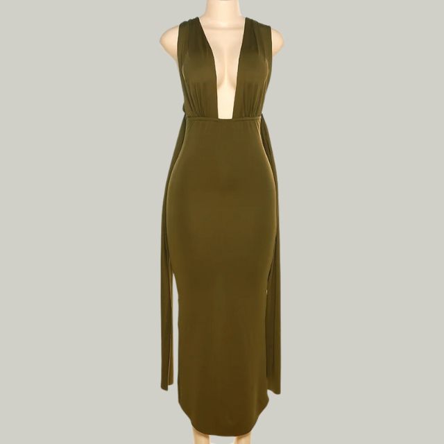 Sleeveless Dress With a Deep Neckline