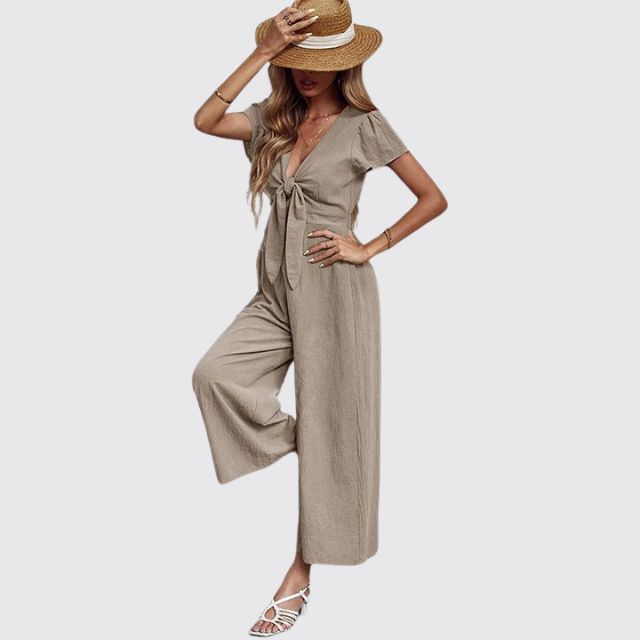 Casual jumpsuit with tie front