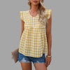 Checked gingham blouse with ruffled sleeves