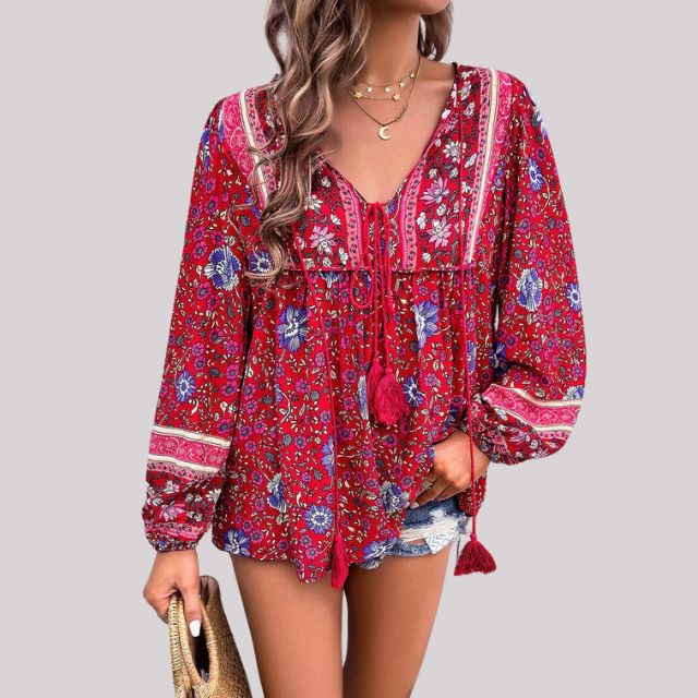 Bohemian blouse with paisley pattern