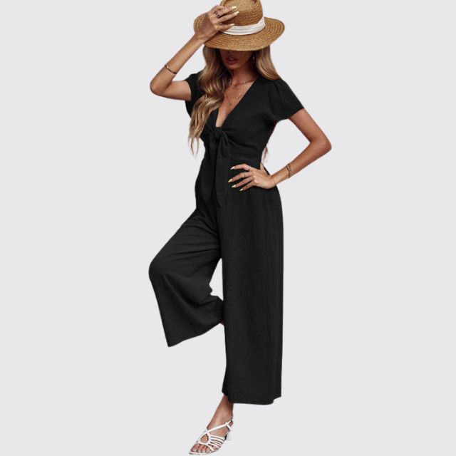 Casual jumpsuit with tie front