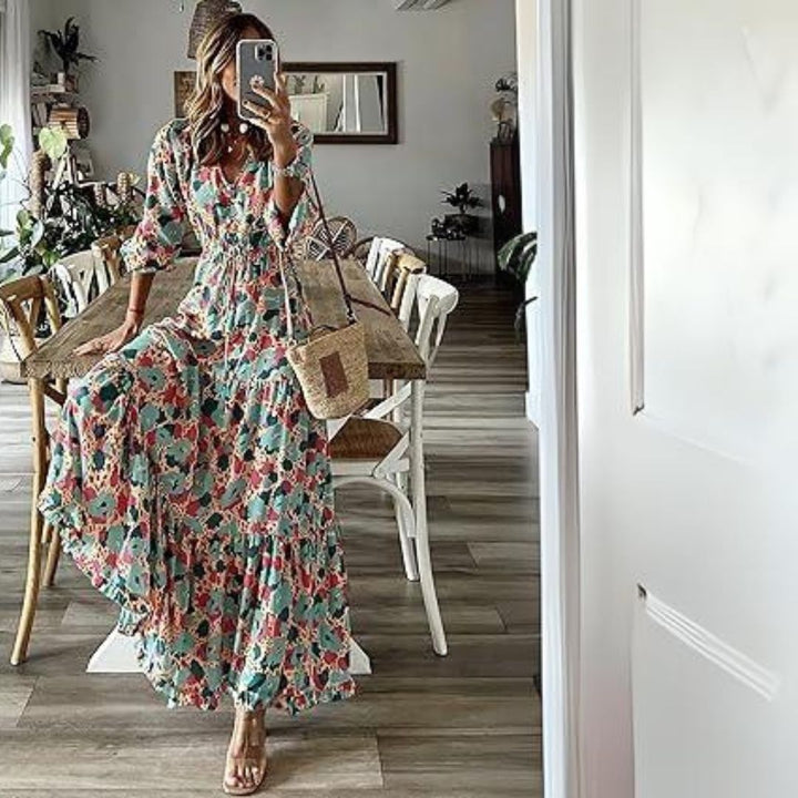 Bohemian maxi dress with paisley pattern