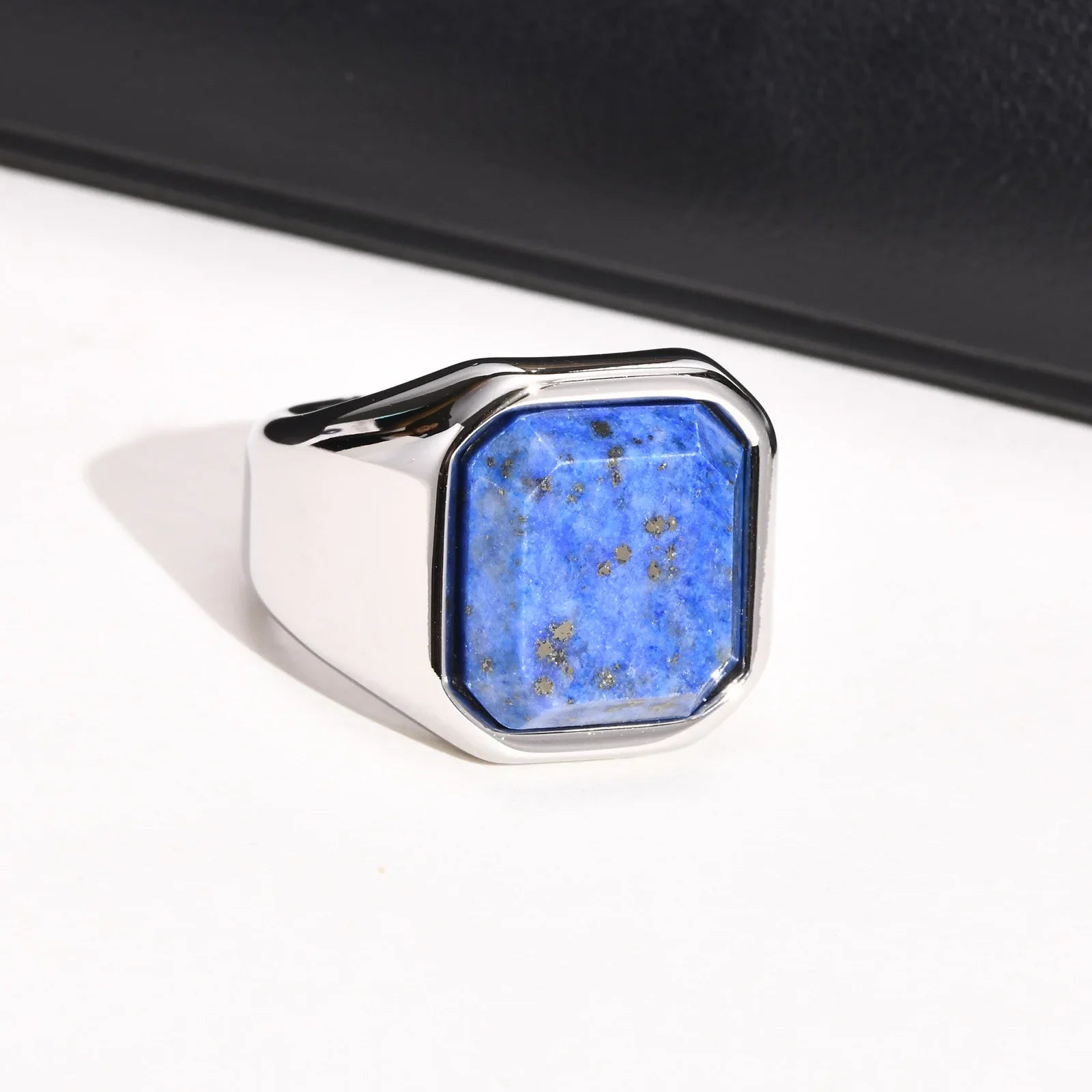 Signet ring with natural stone inlay