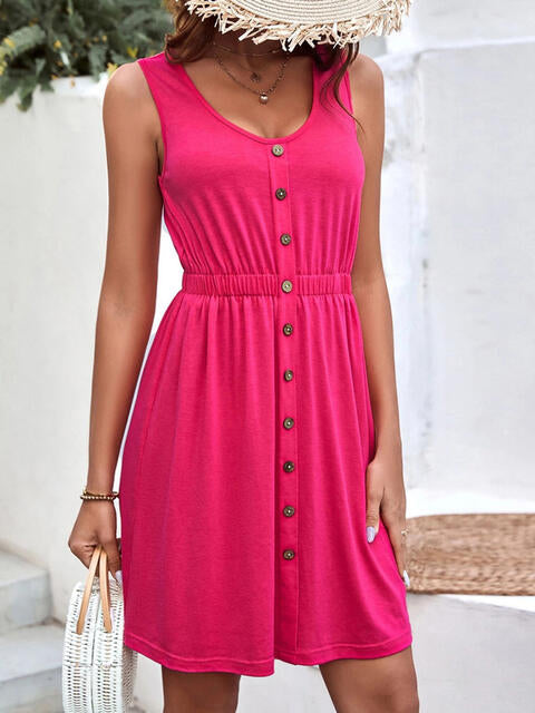 Mini tank dress with round neckline