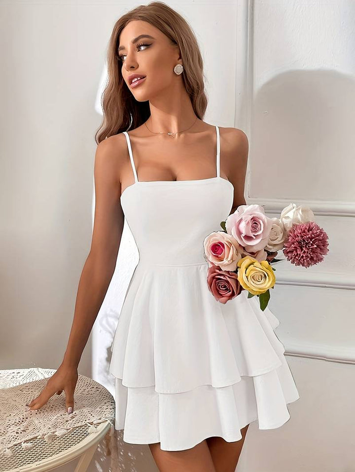 Bow embellishment Tiered cami dress