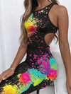 Cut-out dress with ink splatter print