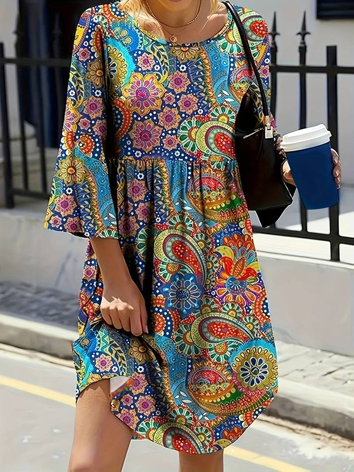 Sexy paisley dress round neckline