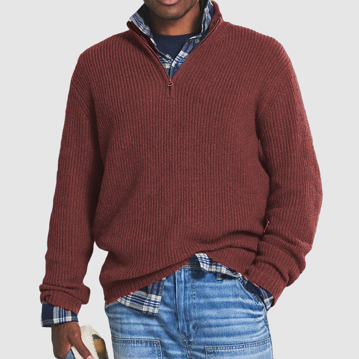 Men's Business Casual Jumper - Soft Zip-Up Sweater, Warm Winter Layer