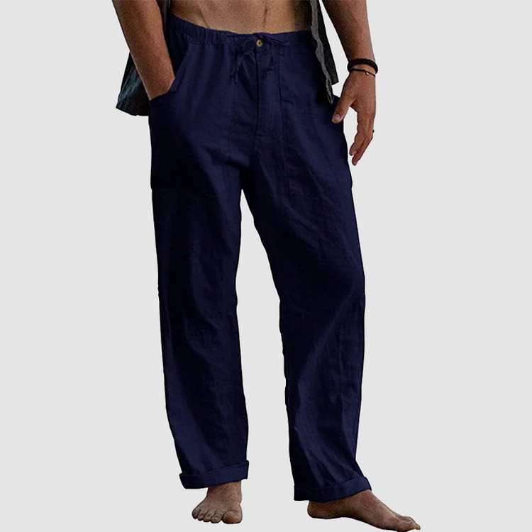 Linen beach trousers for men, loose fit