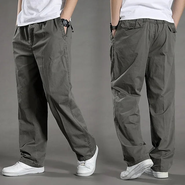 Elastic Waist Straight Men's Cargo Trousers