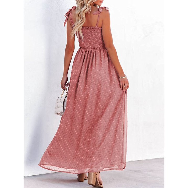 Airy maxi dress with a delicate polka dot pattern