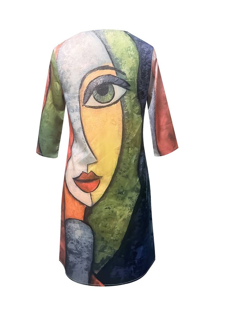 Dress with abstract face print