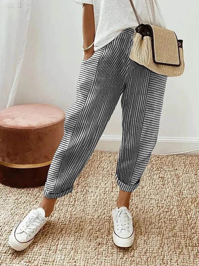 Lisa™ - Cotton striped trousers