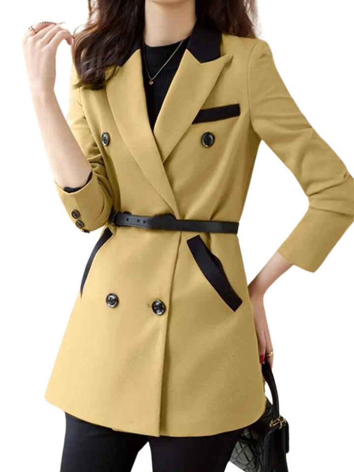 Women's Double Button Scarf Collar Blazer