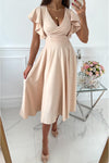 Ladies casual dress Sexy V-neck loose dress