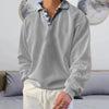 Long-sleeved men's hooded jumper with V-neck