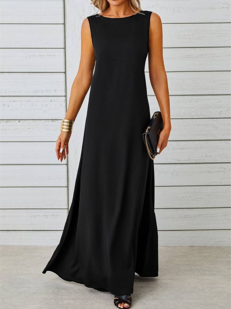 Simple long black dress