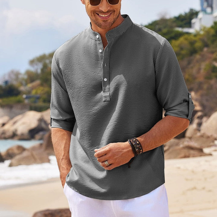 Long-sleeved linen casual shirt for men