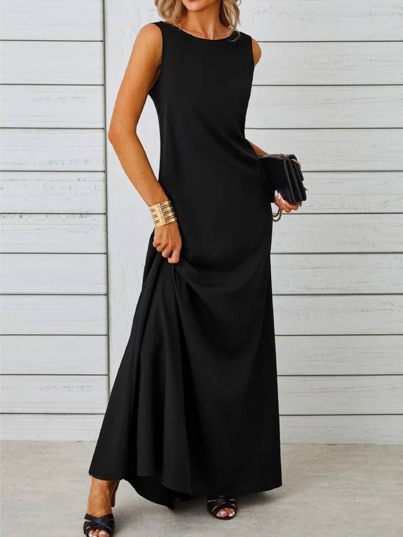 Simple long black dress