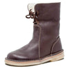 Leather non-slip waterproof brown winter boots