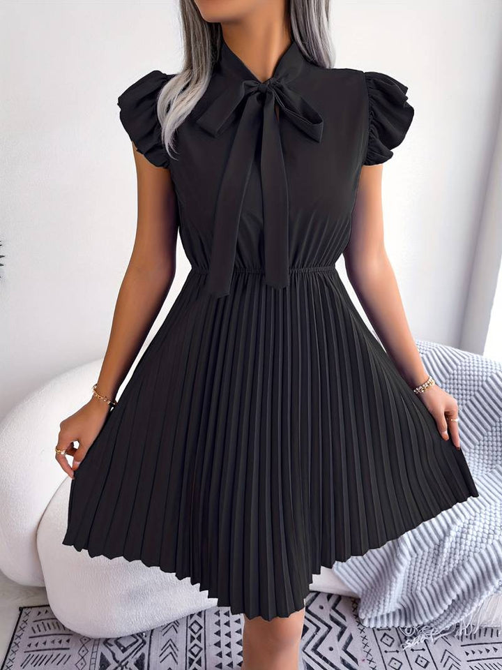 Solid bow tie dress