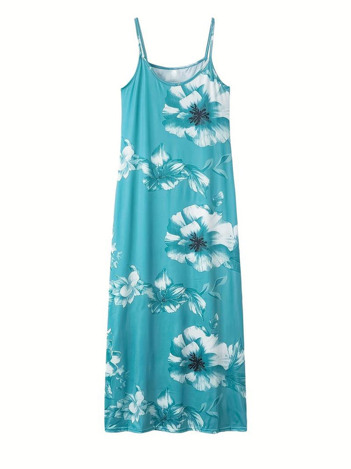 Slim-fit maxi dress with floral print