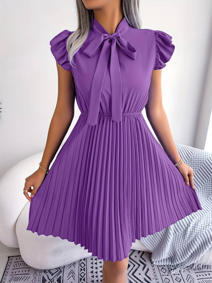 Solid bow tie dress