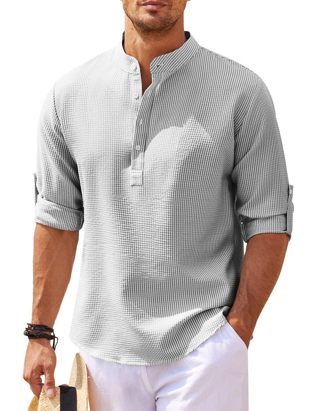 Long-sleeved linen casual shirt for men