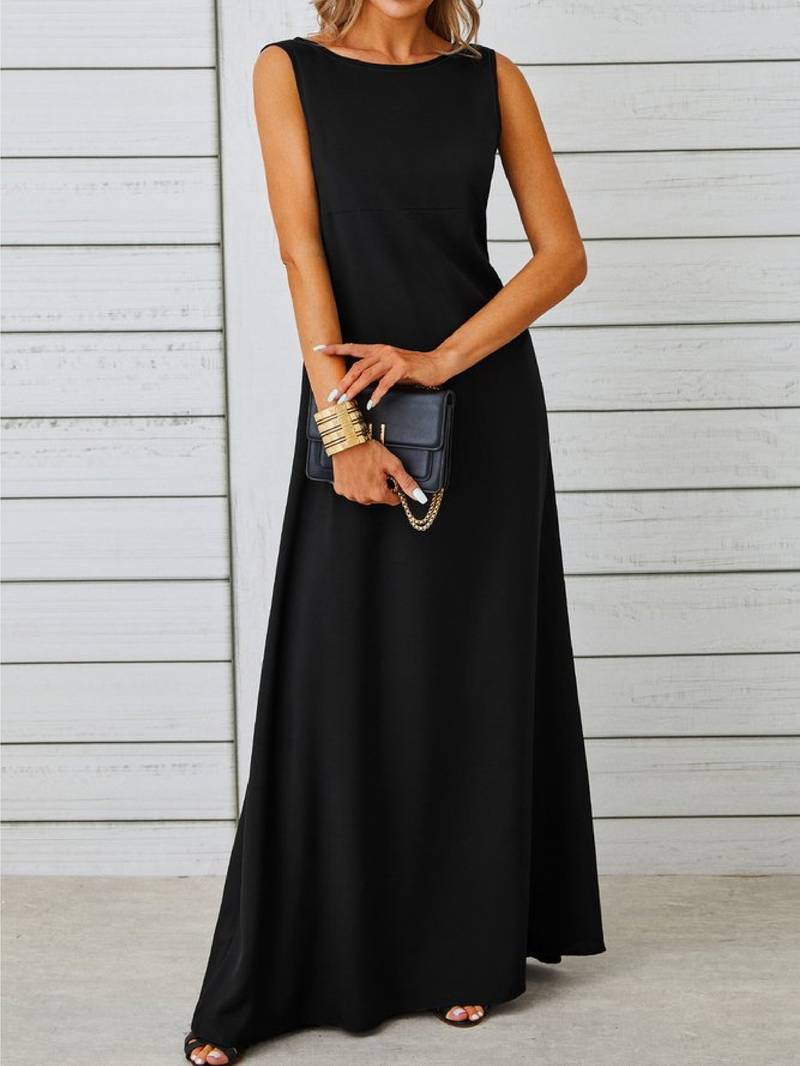 Simple long black dress