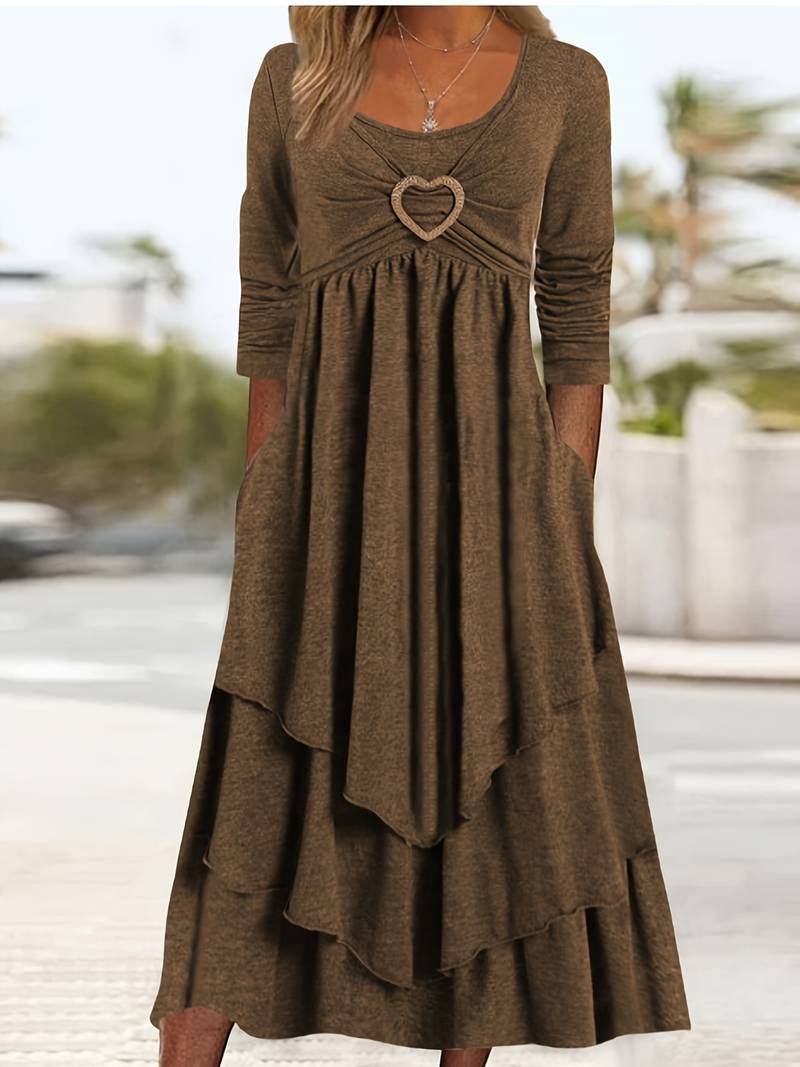 Heart ring decor layered dress