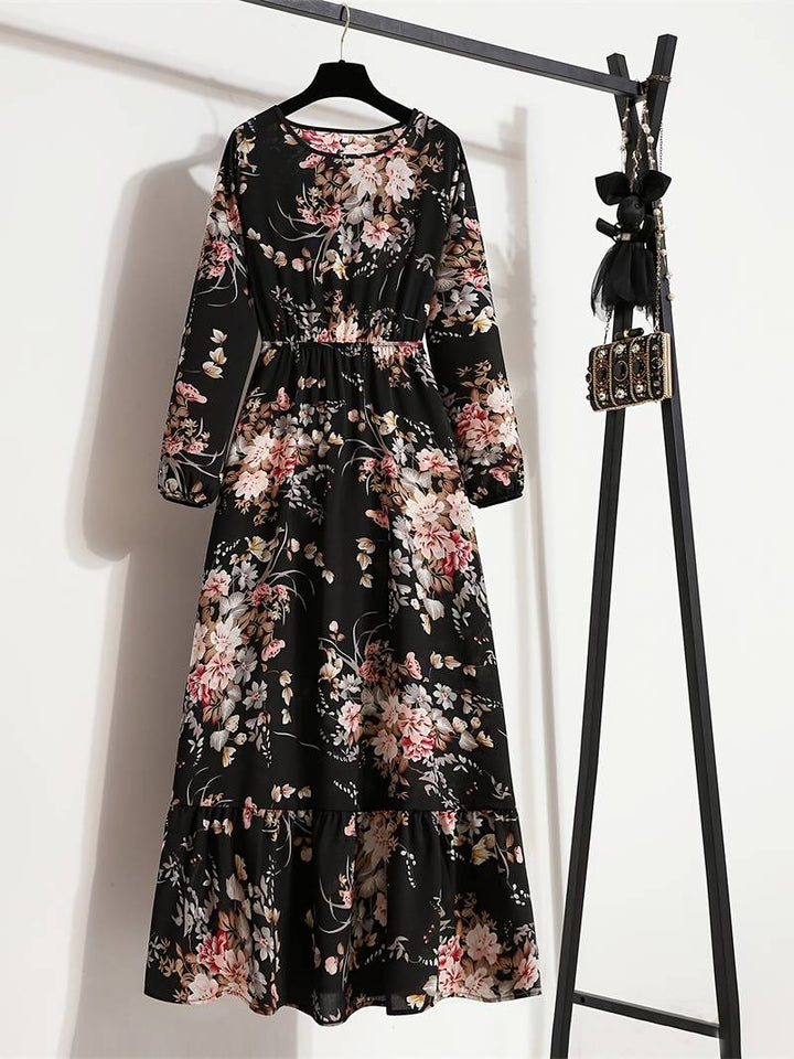 Long dress with bohemian floral print