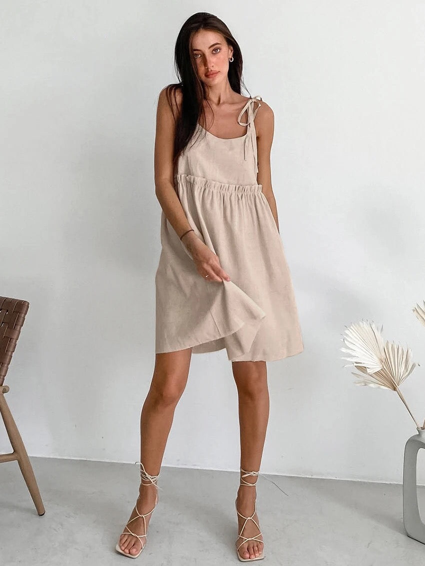 Mini summer dress with tiered ruffles in an empire look