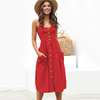 Buttoned midi summer dress with pockets