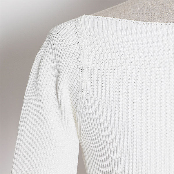 Knitted Sweater With Square Neckline